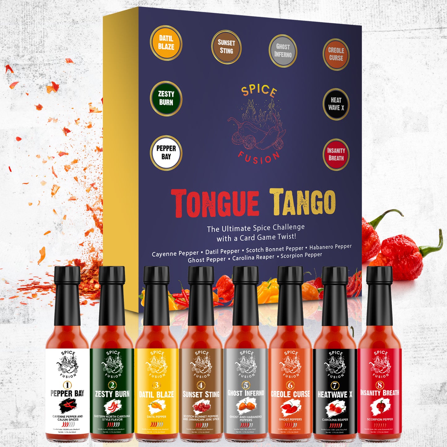 Tongue Tango 8-Level Spice Challenge Game | Perfect for Game Nights, Parties, Hot Sauce Challenge, Fun Dare Game and Spice Lovers!